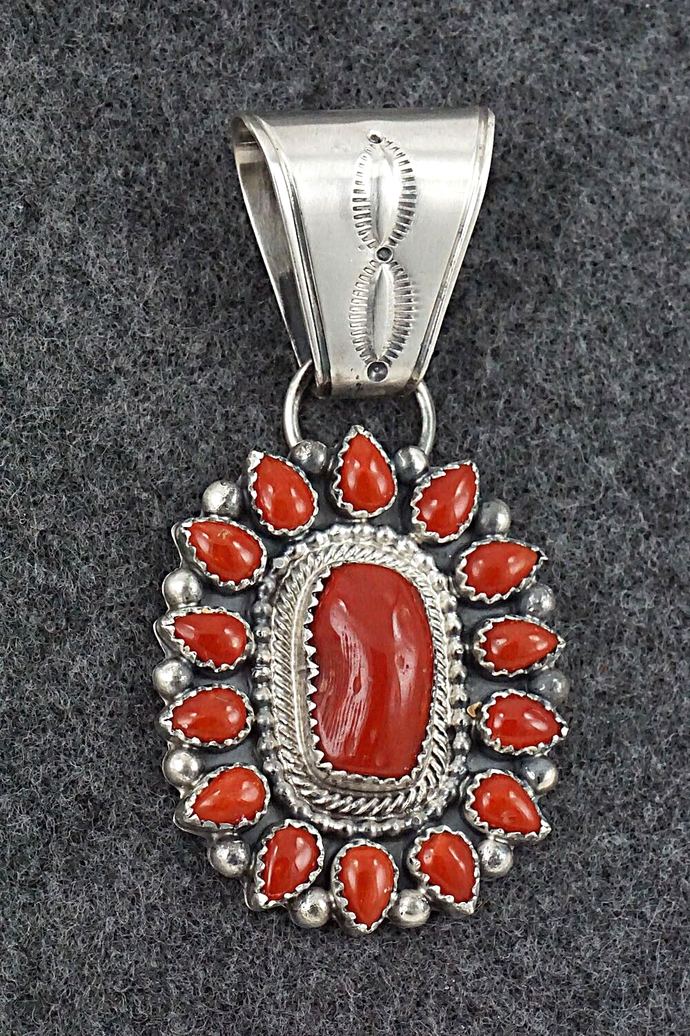 Coral & Sterling Silver Pendant - Tom Lewis