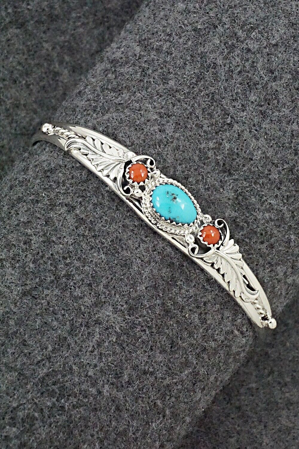 Turquoise, Coral & Sterling Silver Bracelet - Alice Rose Saunders