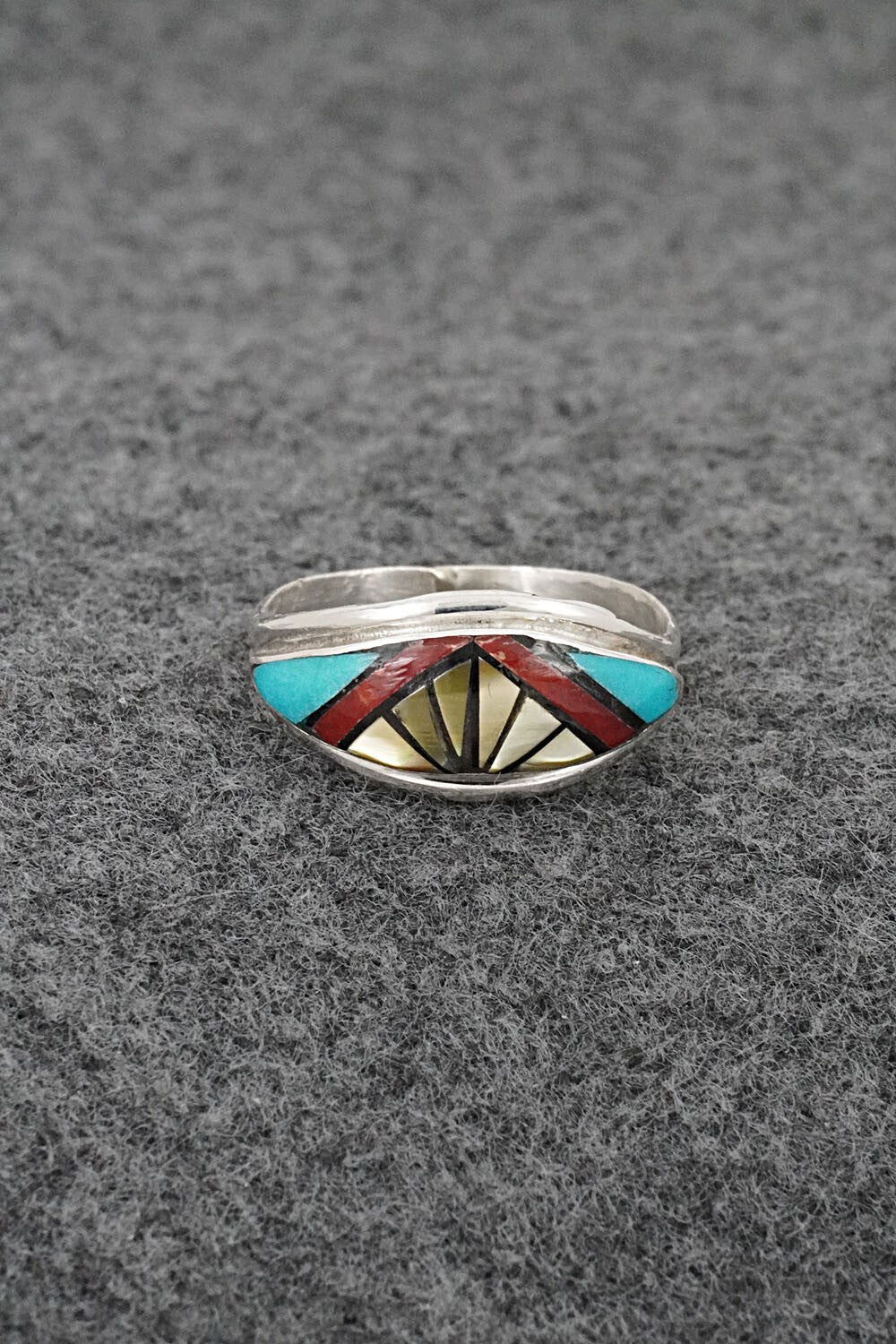 Multi-Stone & Sterling Silver Inlay Ring - Ola Eriacho - Size 8