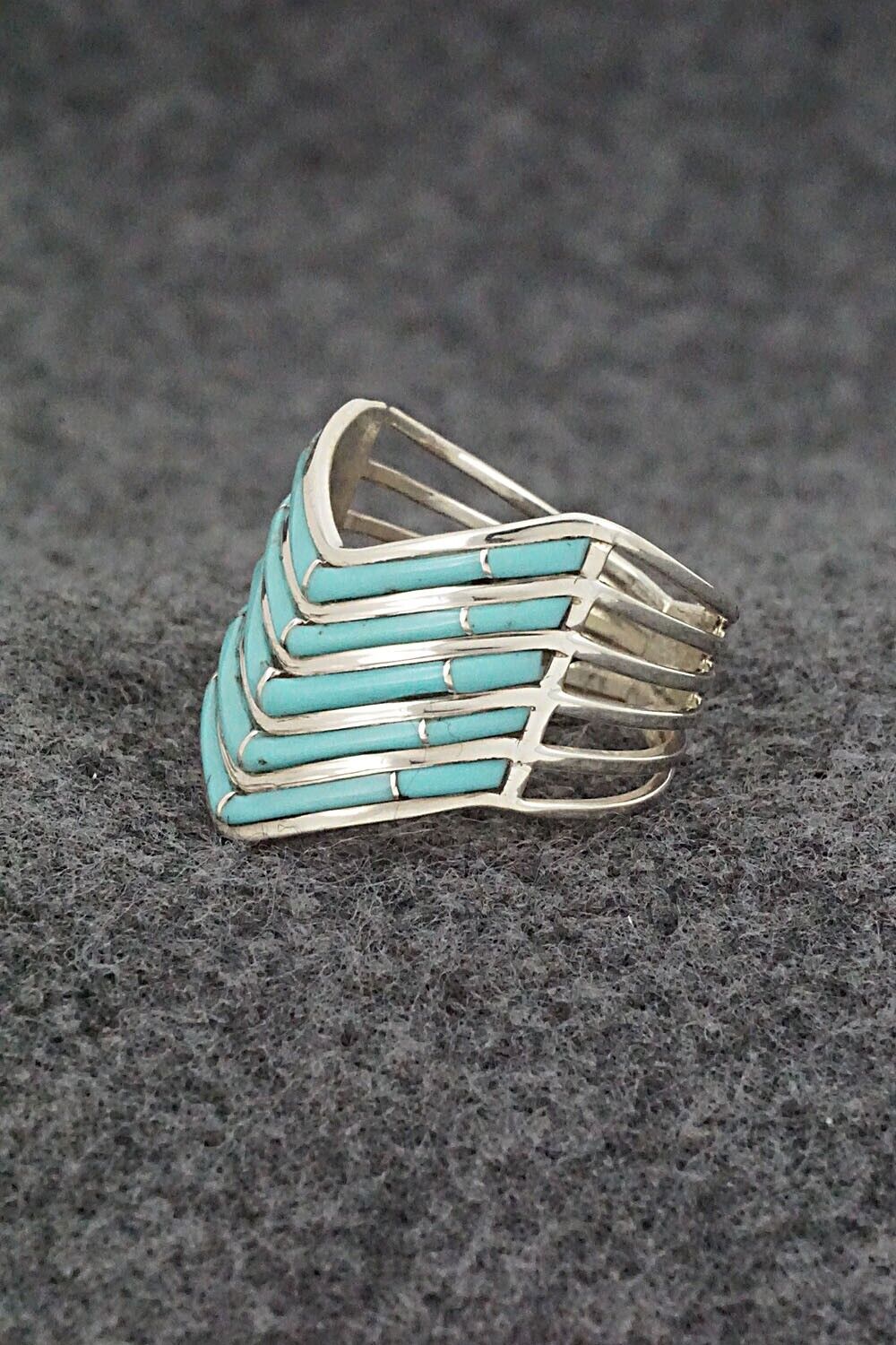 Turquoise & Sterling Silver Ring - Andrew Enrico - Size 9.5