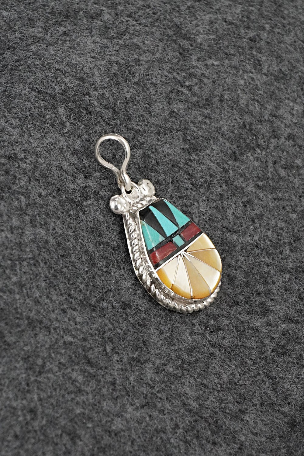 Multi-Stone & Sterling Silver Inlay Pendant - Ola Eriacho