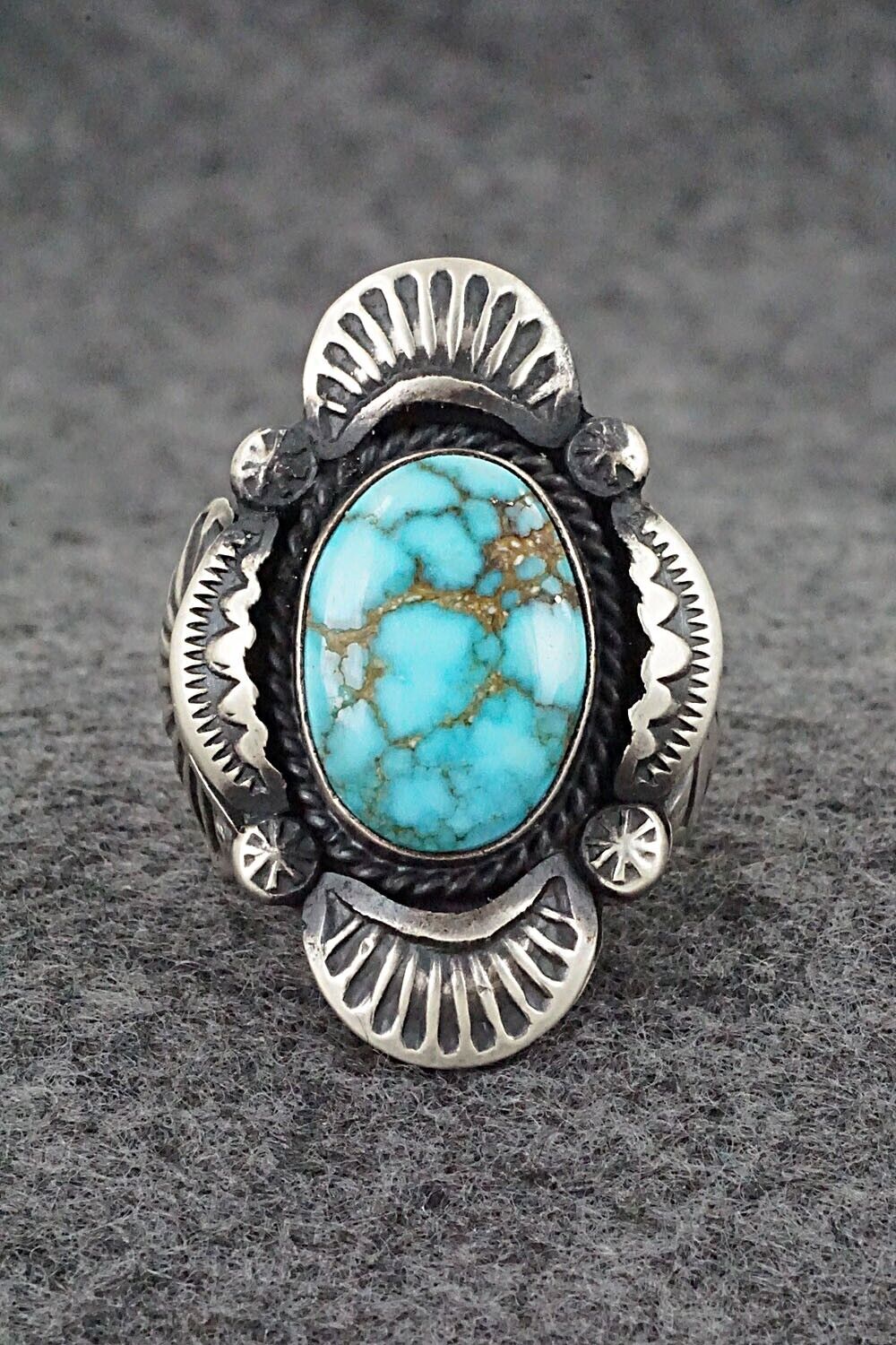 Turquoise & Sterling Silver Ring - Gilbert Tom - Size 8