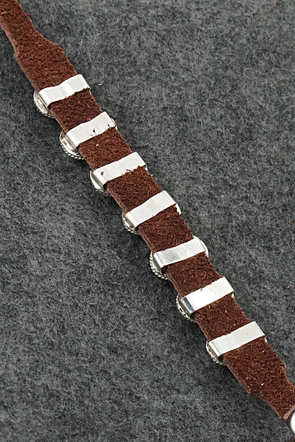 Turquoise, Sterling Silver & Leather Bracelet - Marlene Ramone