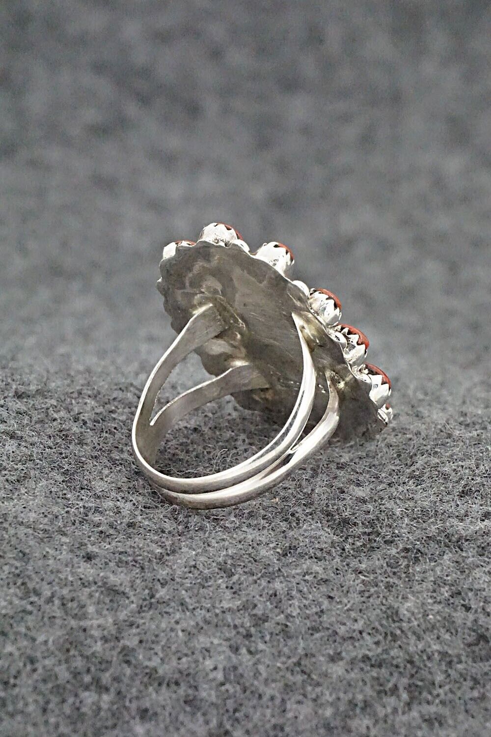 Coral & Sterling Silver Ring - George Gasper - Size 6.5
