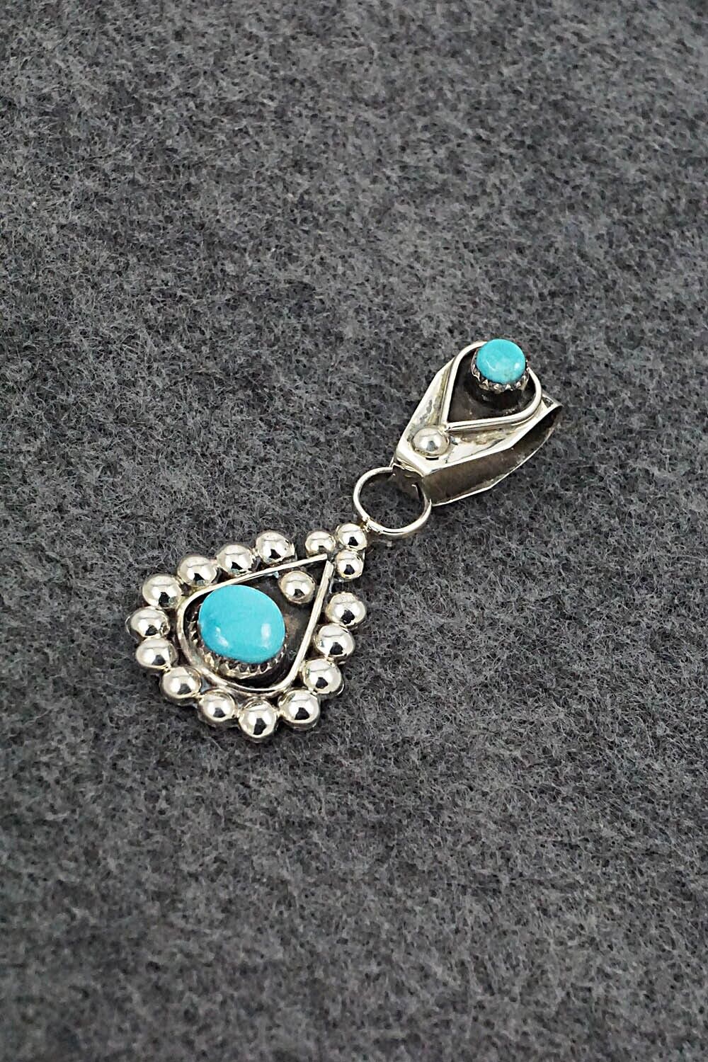 Turquoise and Sterling Silver Pendant - Verdie Booqua