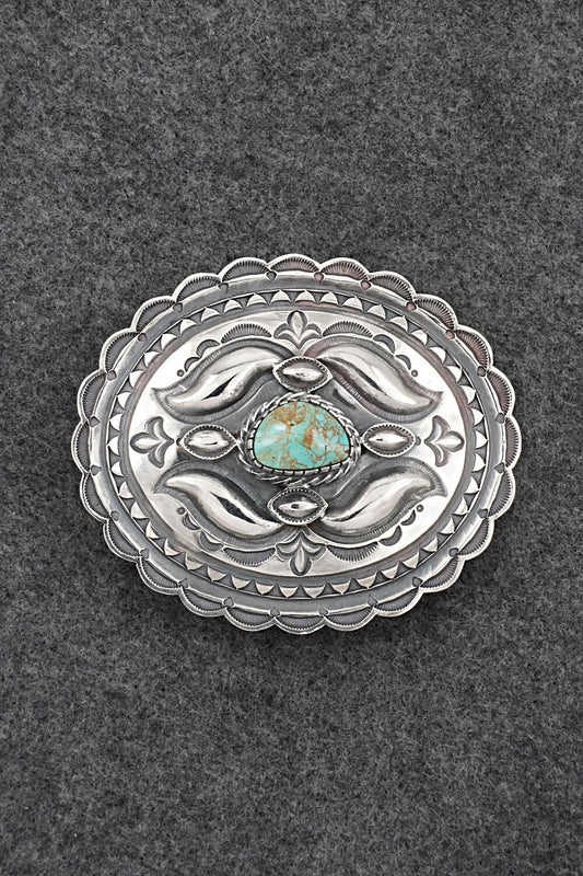 Turquoise & Sterling Silver Belt Buckle - Roland Dixson
