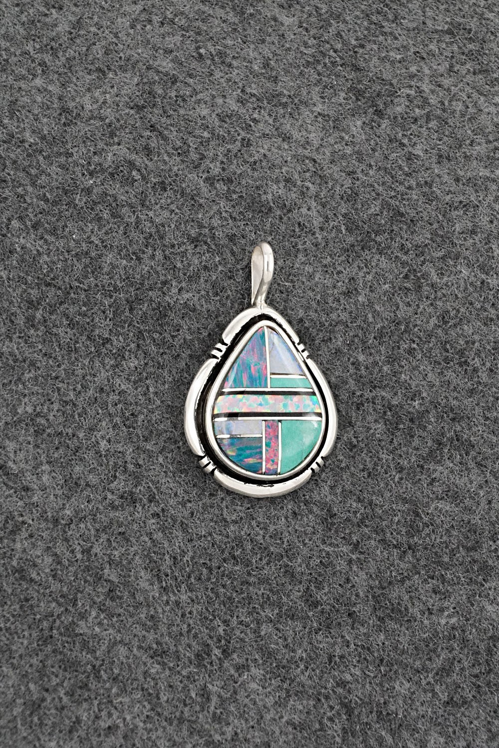 Turquoise, Opalite & Sterling Silver Pendant - Joseph Martinez
