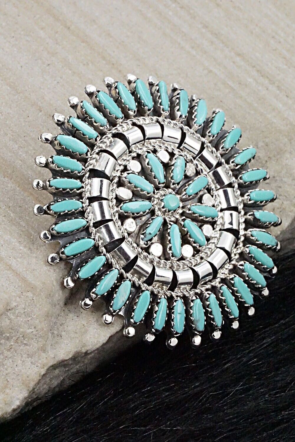 Turquoise & Sterling Silver Pendant/Pin - Nathaniel Nez