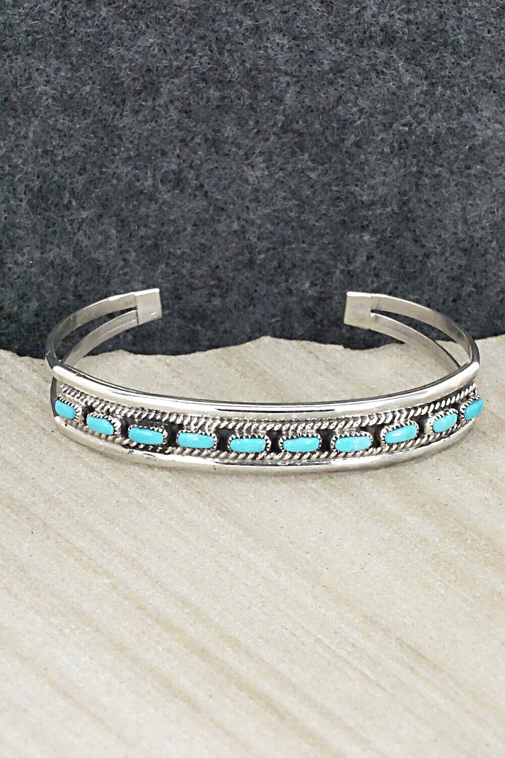 Turquoise & Sterling Silver Bracelet - Eldrick Seoatwa