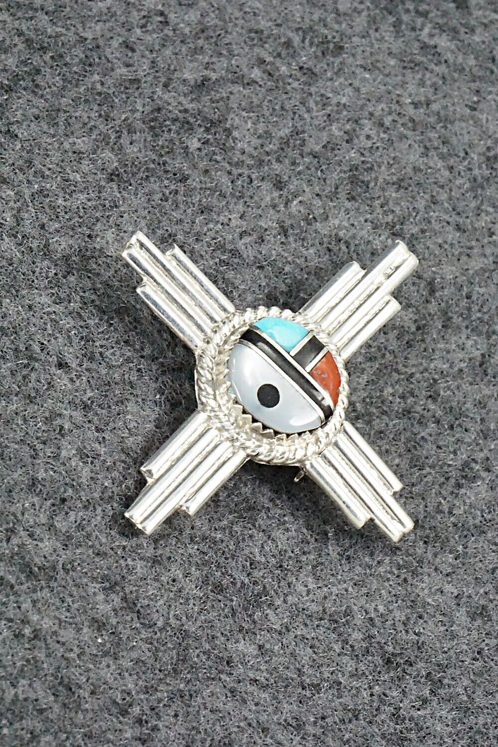 Multi Stone & Sterling Silver Pendant/Pin - Elvira Kiyite