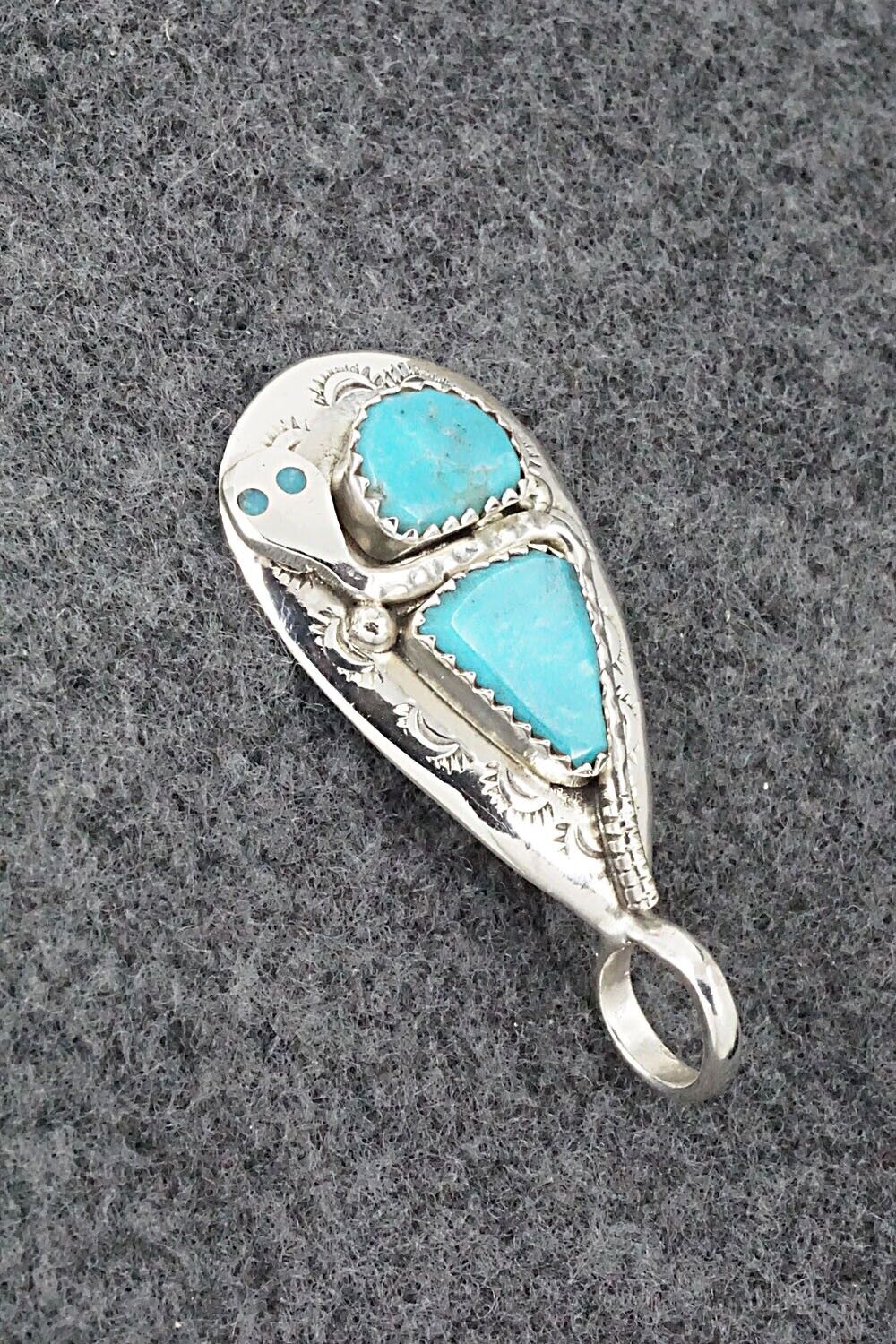 Turquoise and Sterling Silver Pendant - Joy Calavaza