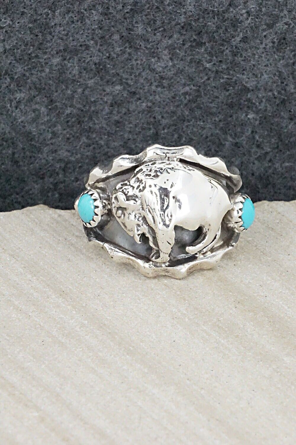 Turquoise & Sterling Silver Ring - Genevieve Francisco - Size 10.5