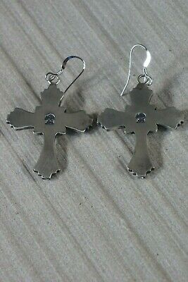 Turquoise & Sterling Silver Cross Earrings - Louise Joe - Navajo - High Lonesome Trading