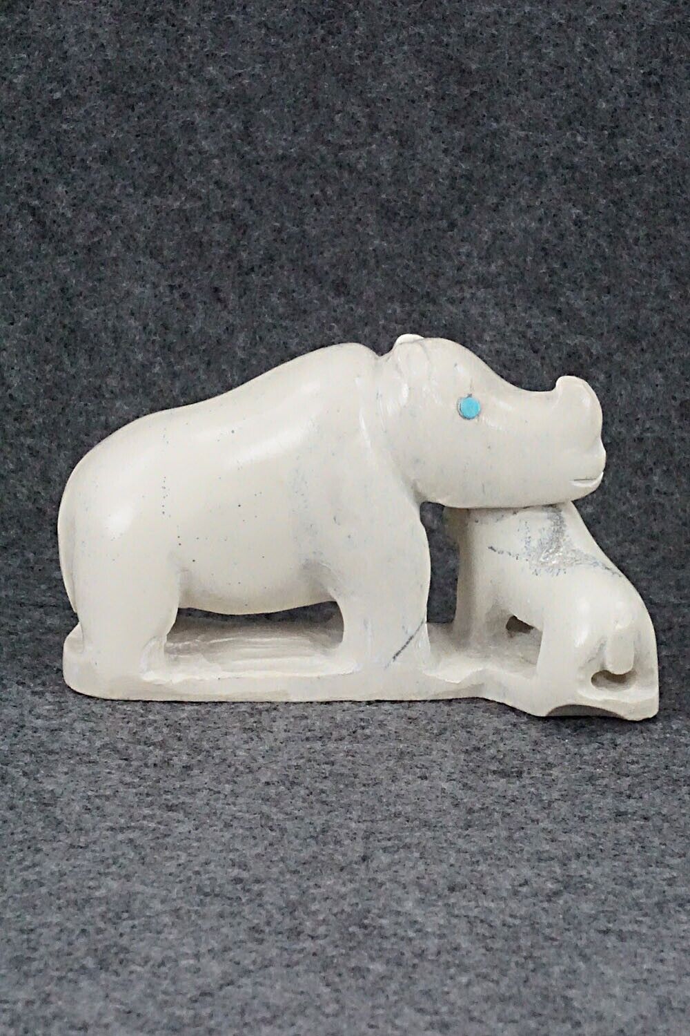 Rhino Zuni Fetish Carving - Carlton Kaamasee