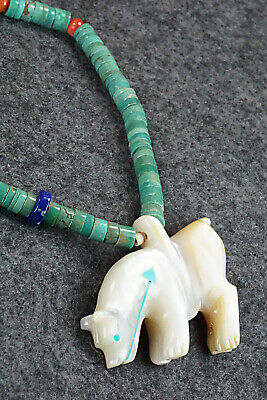 Mountain Lion Zuni Fetish Carving Necklace - Andres Quandelacy