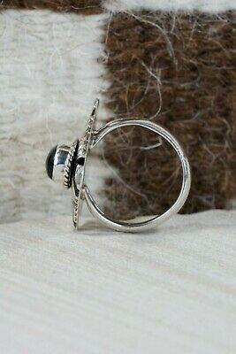 Navajo Onyx & Sterling Silver Ring - Henry Attakai - Size 8
