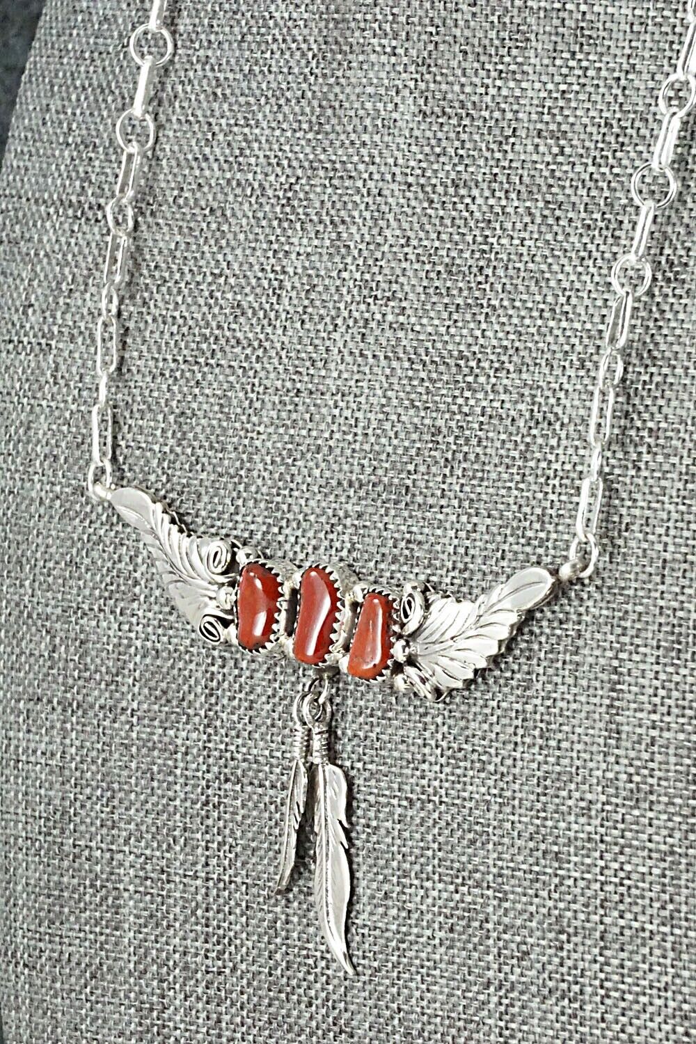 Coral & Sterling Silver Necklace - Sadie Jim