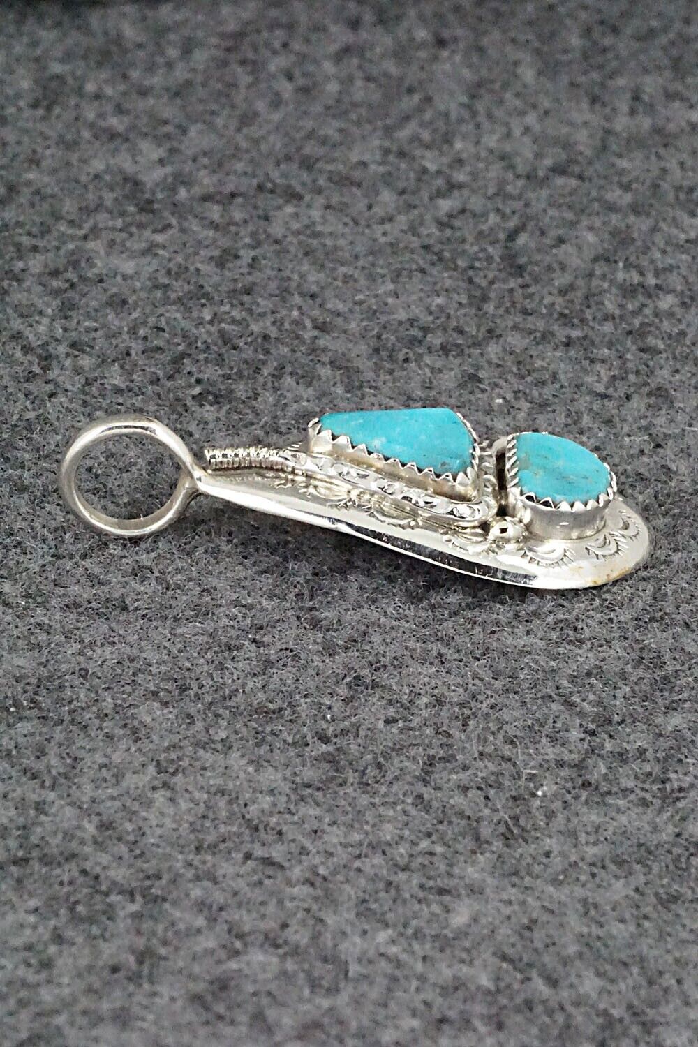 Turquoise and Sterling Silver Pendant - Joy Calavaza