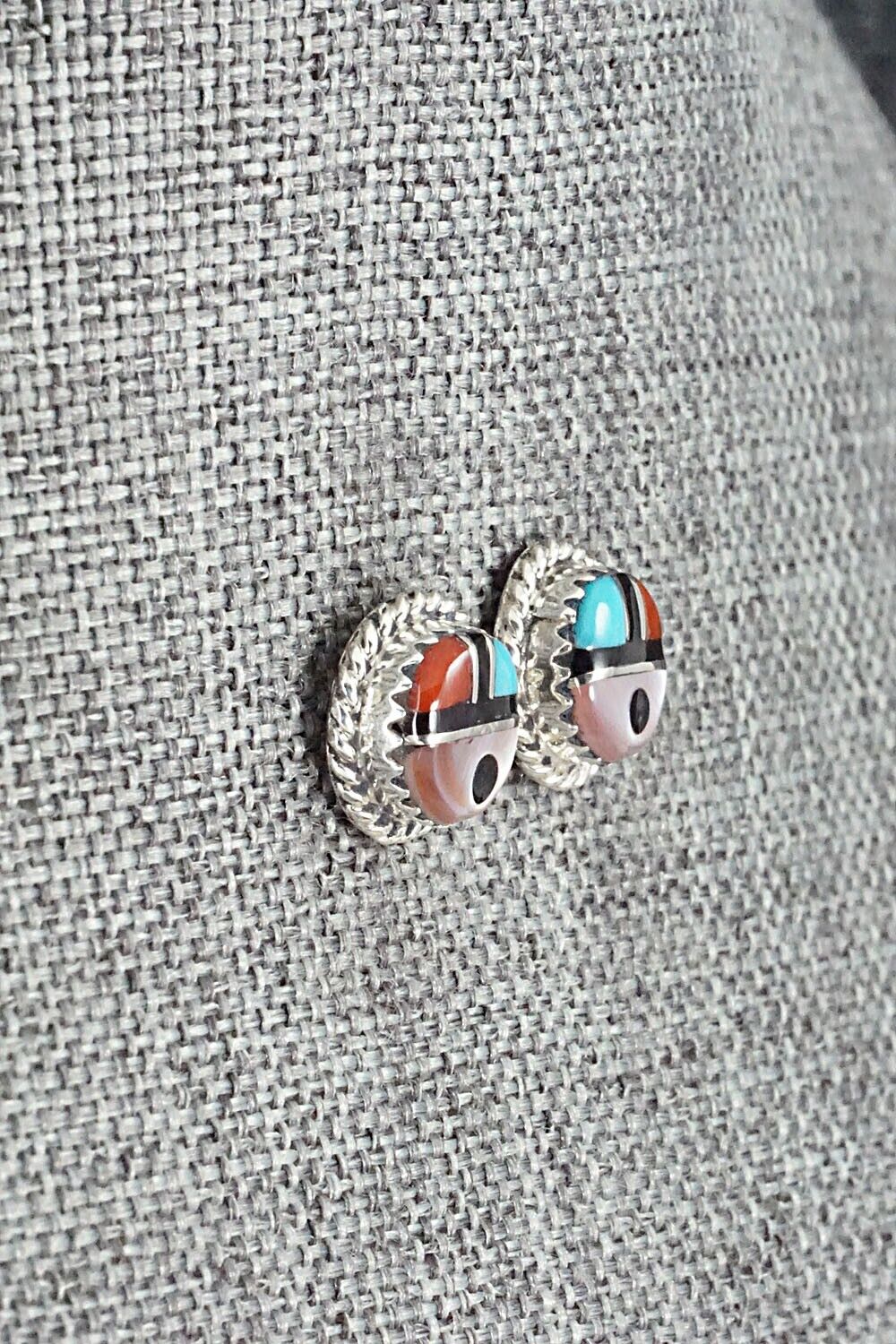 Multi Stone Inlay & Sterling Silver Earrings - Elvira Kiyite