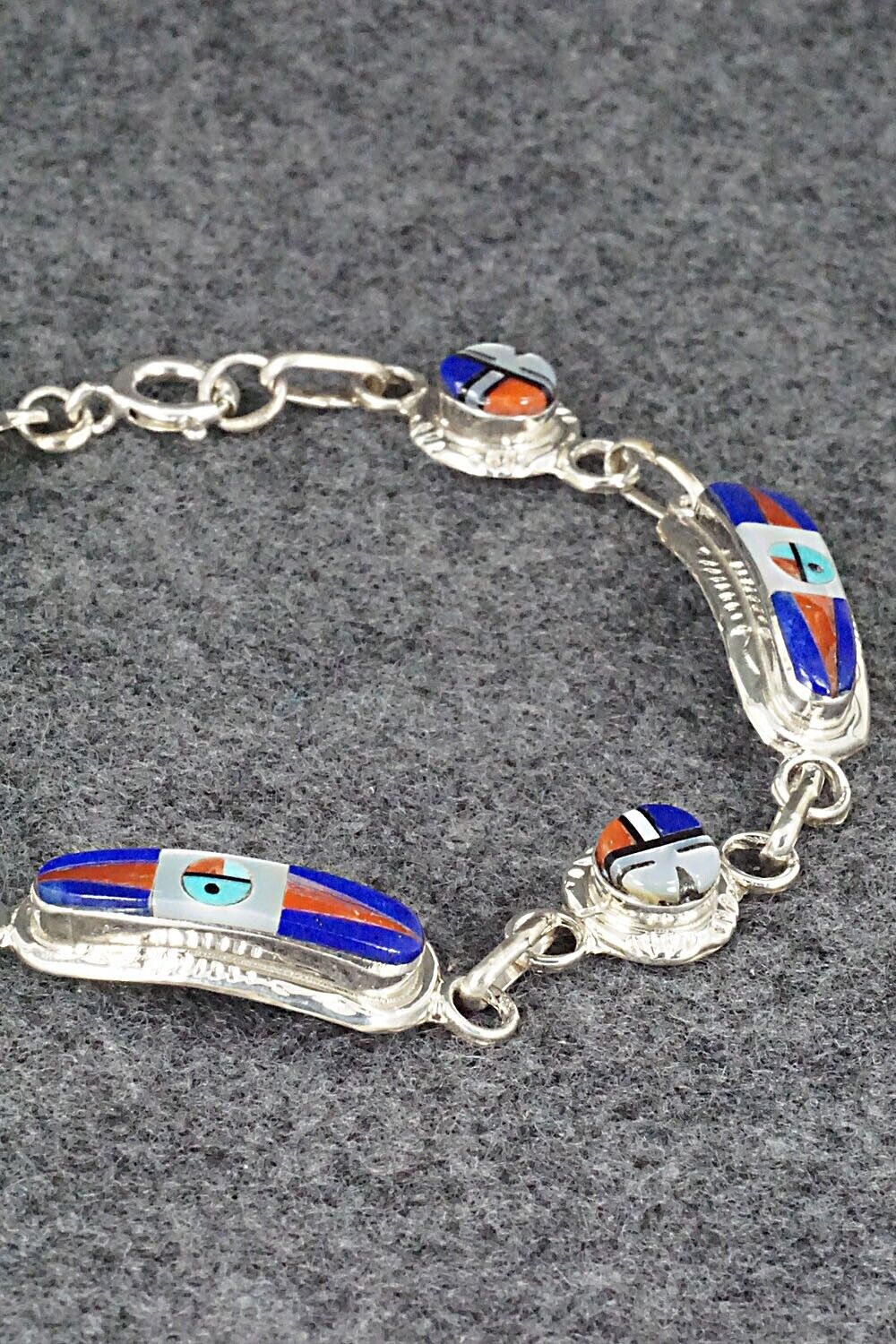 Multi Stone & Sterling Silver Link Bracelet - Patty Edaakie