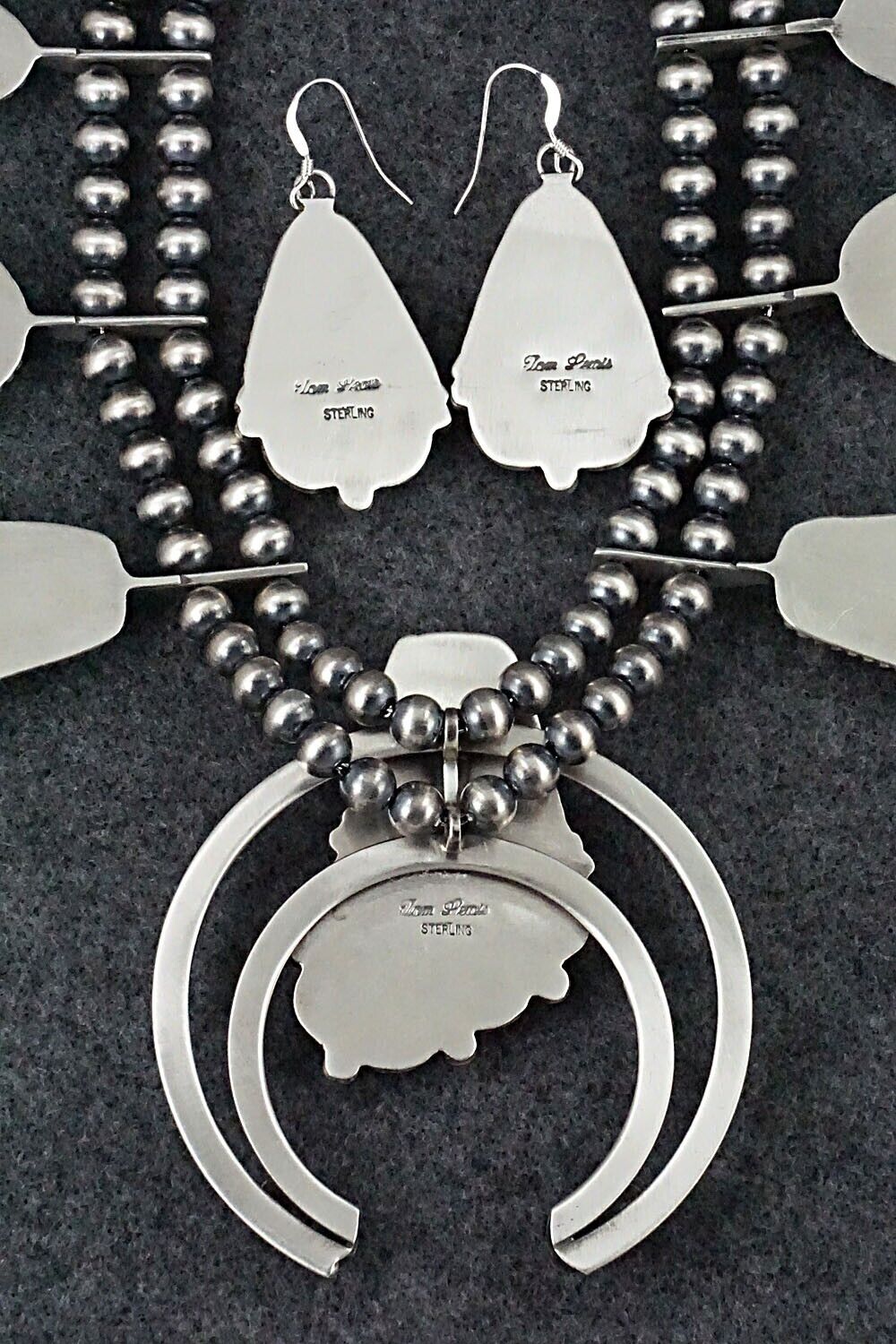 Spiny Oyster & Sterling Silver Squash Blossom Set - Tom Lewis