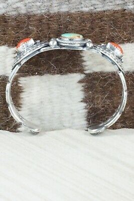Turquoise, Coral and Sterling Silver Bracelet - Andrew Gordon