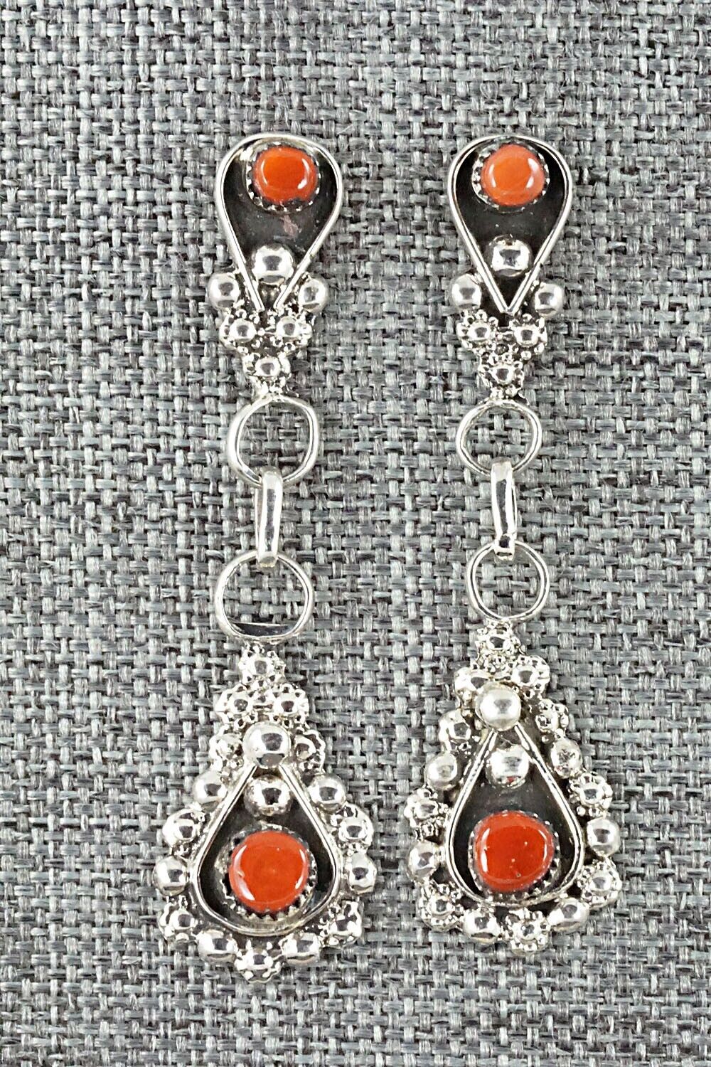 Coral & Sterling Silver Earrings - Verdie Booqua