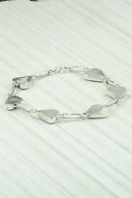 Turquoise, Onyx & Sterling Silver Heart Link Bracelet - Velda Nastacio