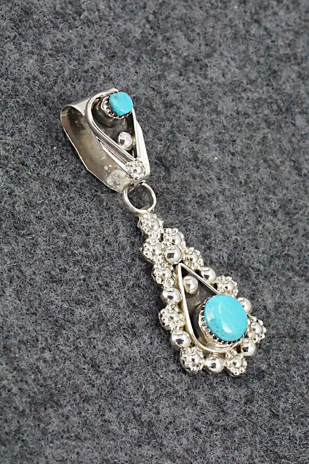 Turquoise and Sterling Silver Pendant - Verdie Booqua