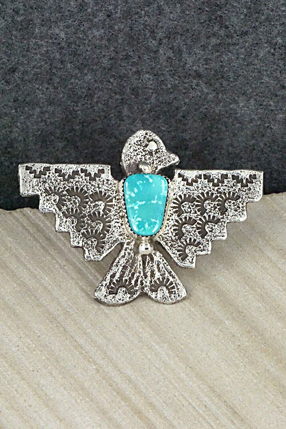 Turquoise & Sterling Silver Ring - Delbert Arviso - Size 8.25