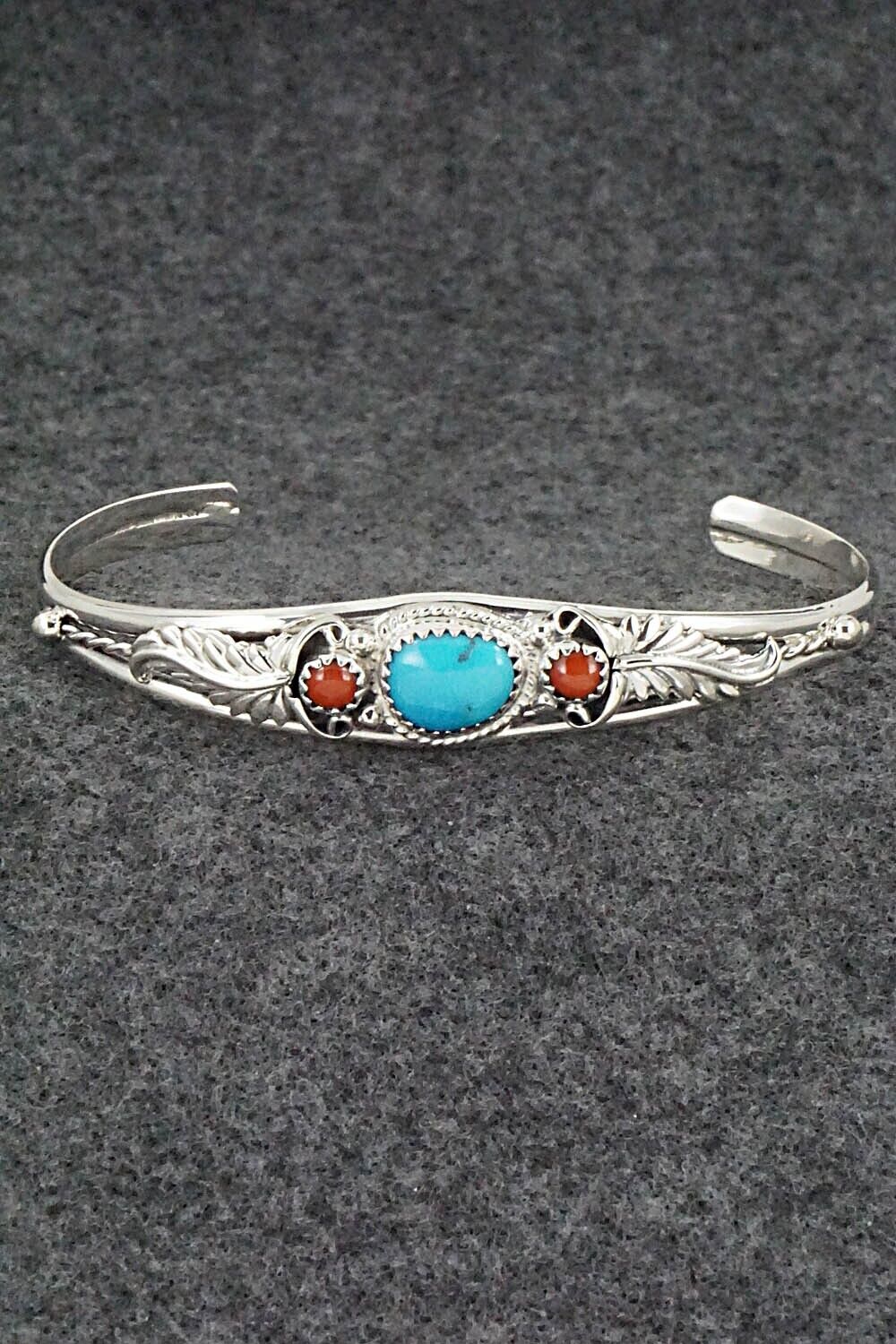 Turquoise, Coral & Sterling Silver Bracelet - Alice Rose Saunders