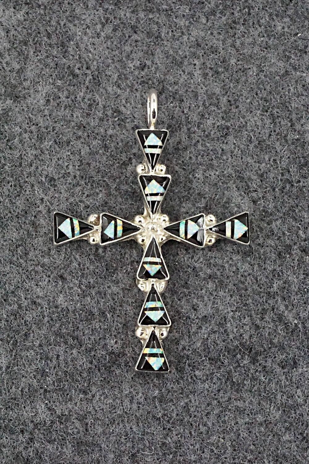 Opalite, Onyx & Sterling Silver Pendant - Francine Chapito