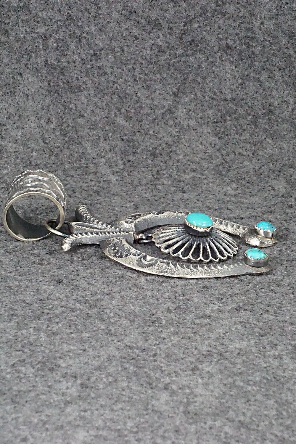 Turquoise and Sterling Silver Naja Pendant - Eva Cayatineto