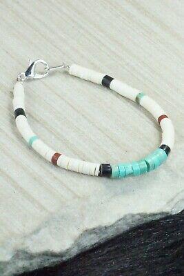 Turquoise, Shell & Sterling Silver Bracelet - Torevia Crespin - High Lonesome Trading