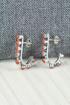 Coral & Sterling Silver Earrings - Rena Laate - High Lonesome Trading