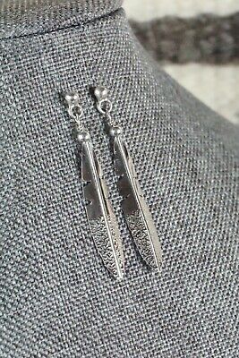 Navajo Sterling Silver Feather Earrings - Marvin Arviso