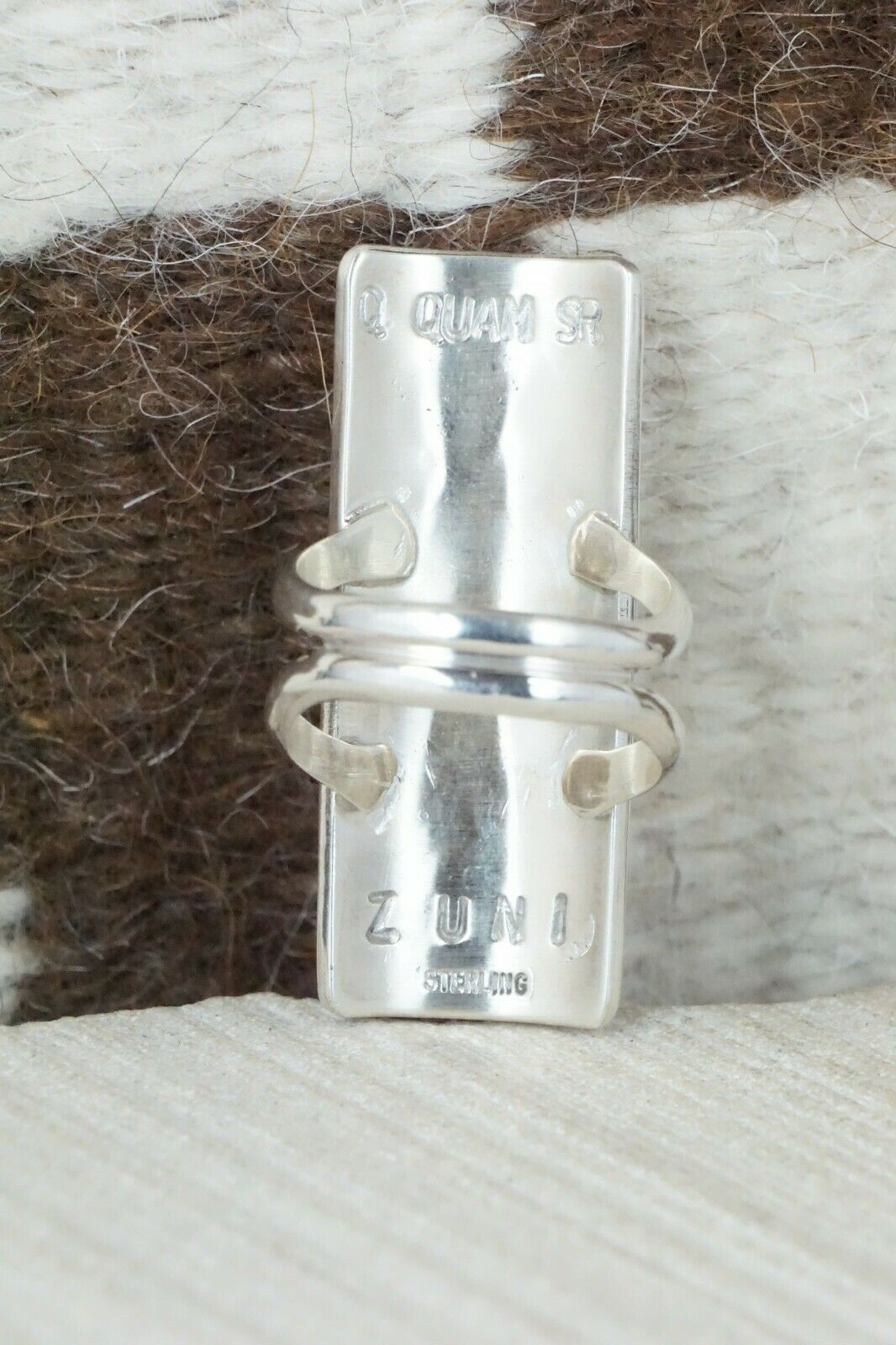 Multi Stone Inlay & Sterling Silver Ring - Quintin Quam Sr - Size 6.75