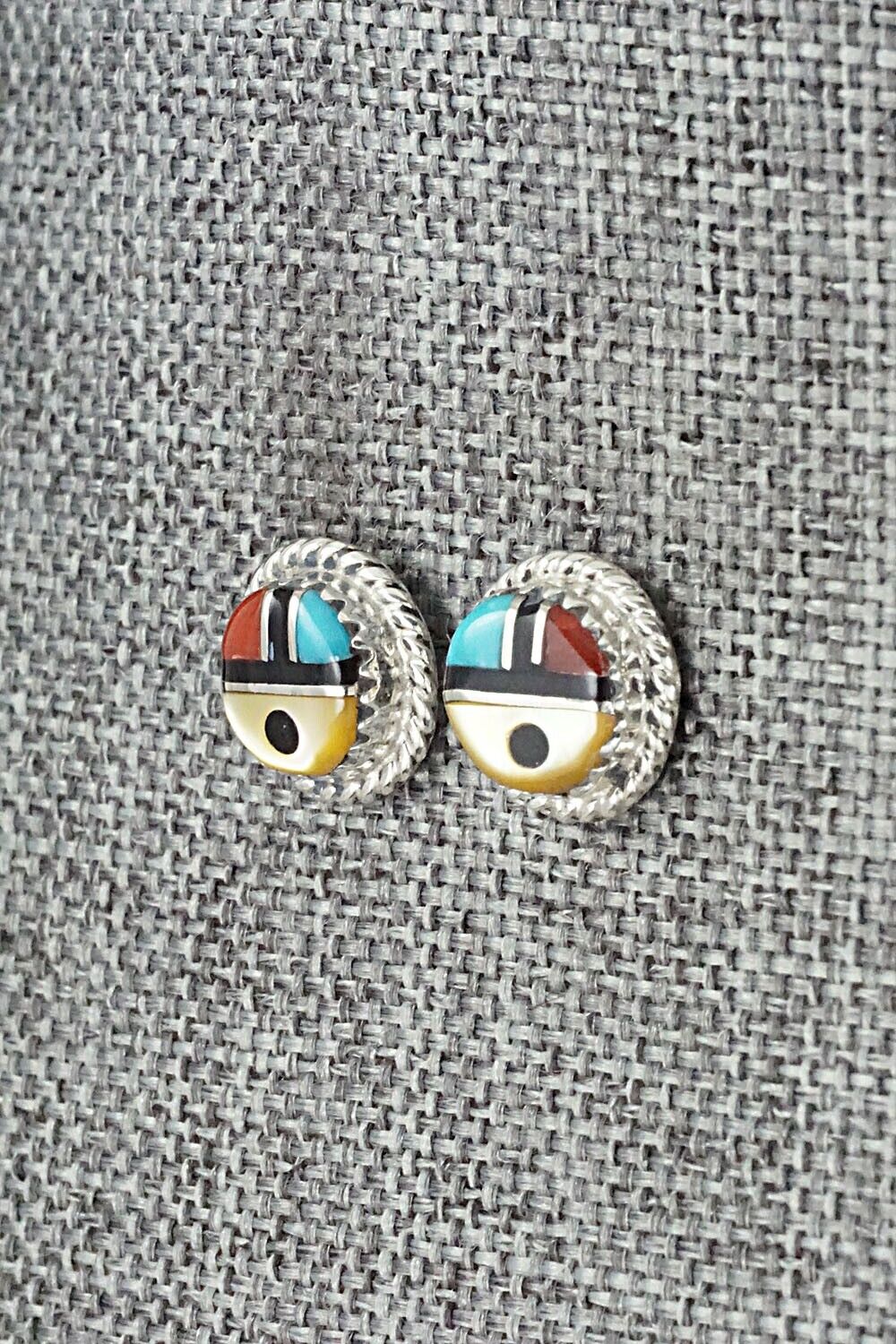 Multi Stone Inlay & Sterling Silver Earrings - Elvira Kiyite