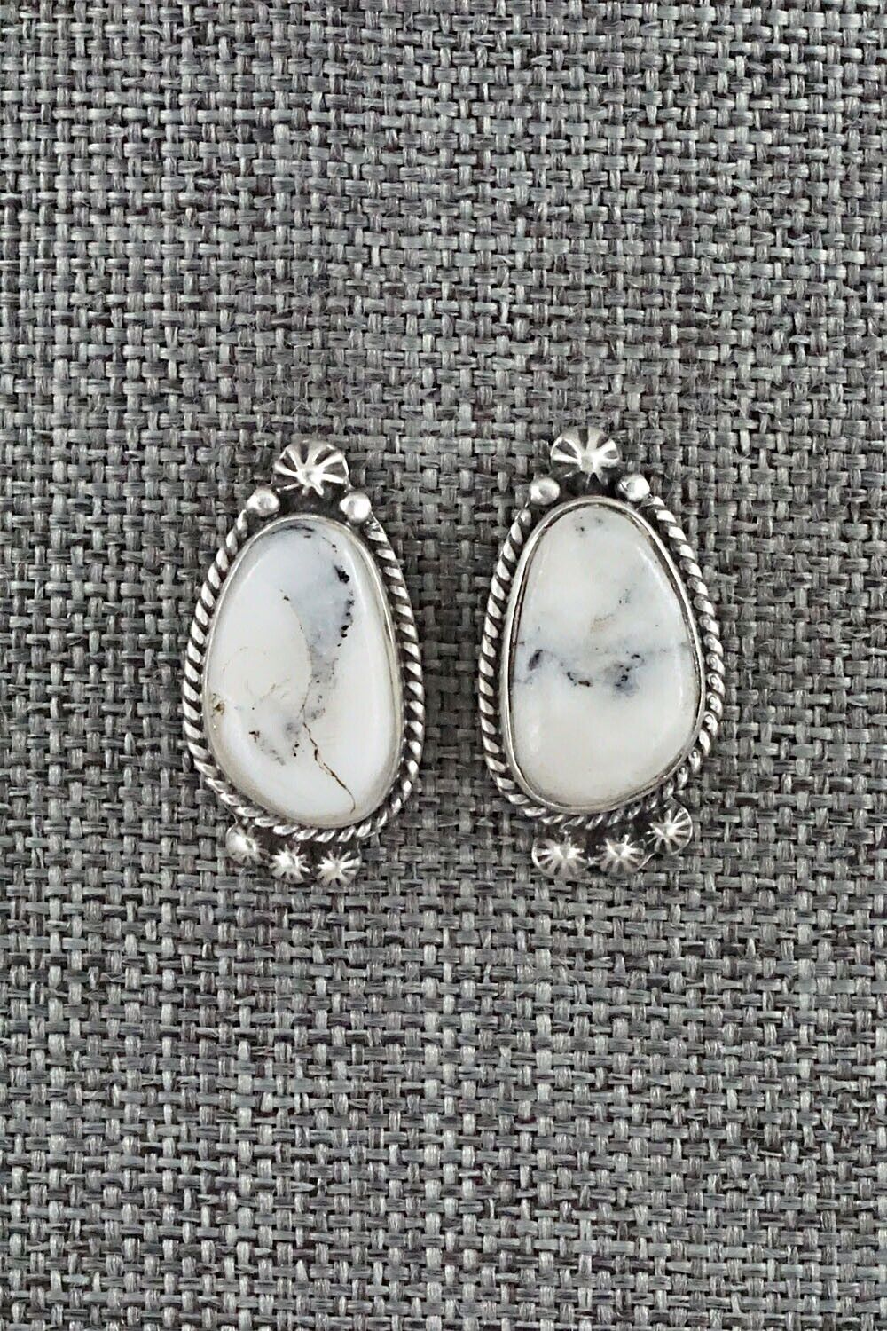 White Buffalo & Sterling Silver Earrings - Sheena Jack