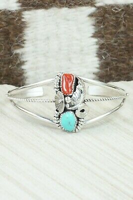 Turquoise, Coral & Sterling Silver Bracelet - Michael Calladitto