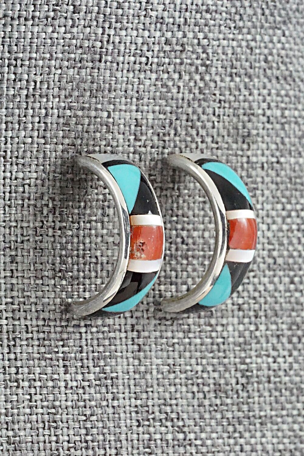 Multi Stone Inlay & Sterling Silver Earrings - Delberta Boone