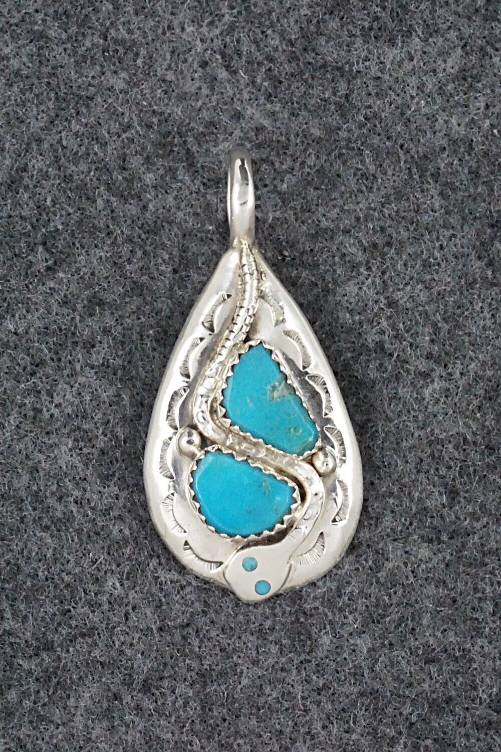 Turquoise and Sterling Silver Pendant - Joy Calavaza