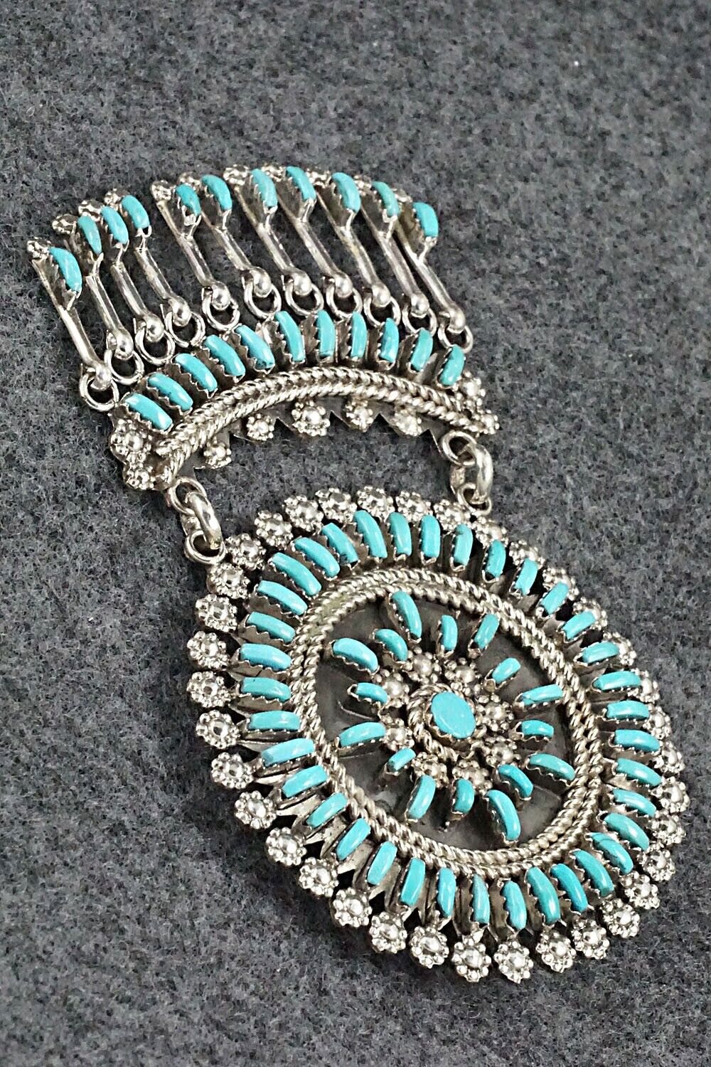 Turquoise & Sterling Silver Pendant/Pin - Keith Leekity