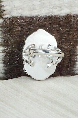 Turquoise & Coral Sterling Silver Ring - Roberta Begay - Size 6.25