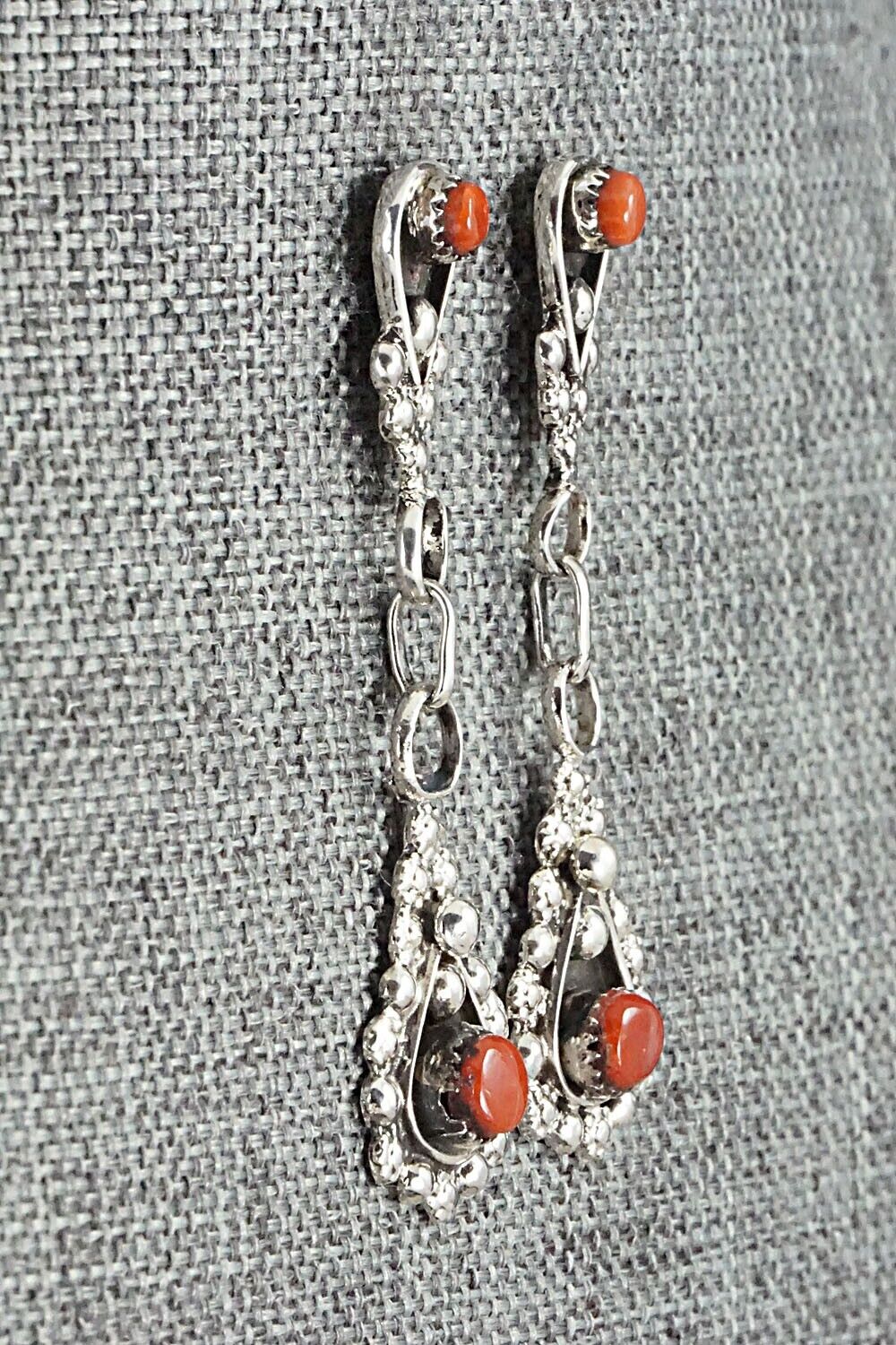 Coral & Sterling Silver Earrings - Verdie Booqua