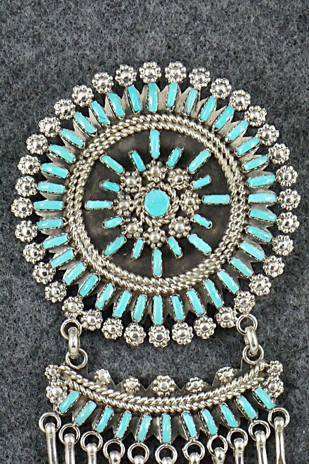 Turquoise & Sterling Silver Pendant/Pin - Keith Leekity
