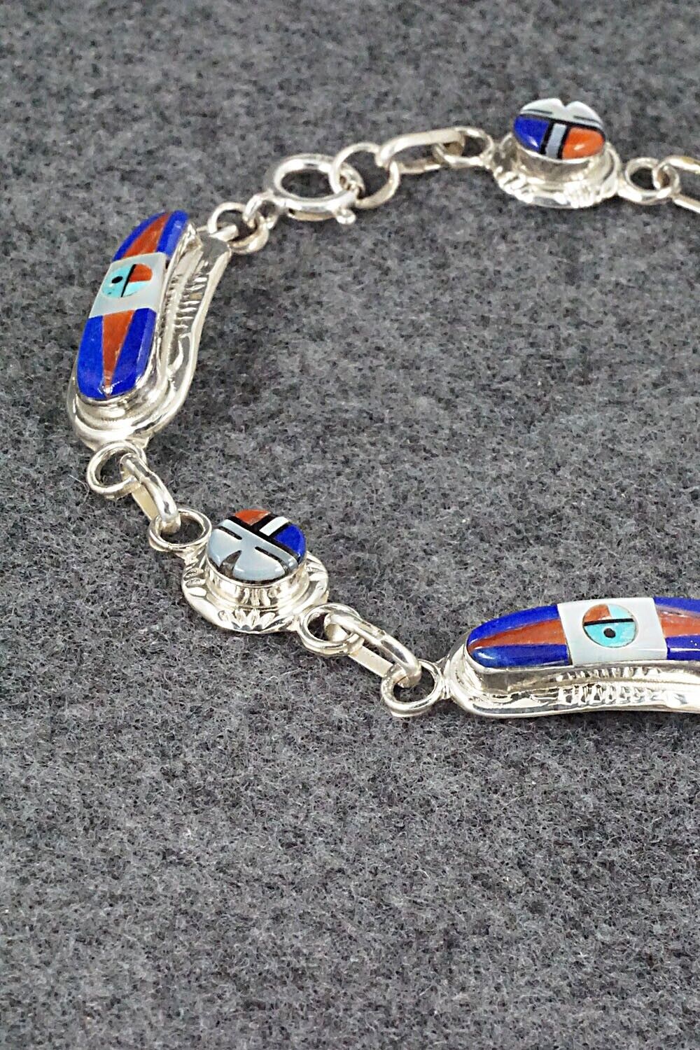 Multi Stone & Sterling Silver Link Bracelet - Patty Edaakie