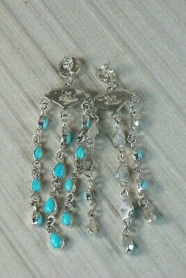 Navajo Turquoise and Sterling Silver Earrings - Anthony Skeets - High Lonesome Trading