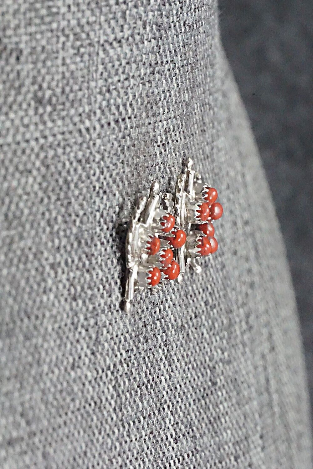 Coral & Sterling Silver Earrings - Wayne Johnson