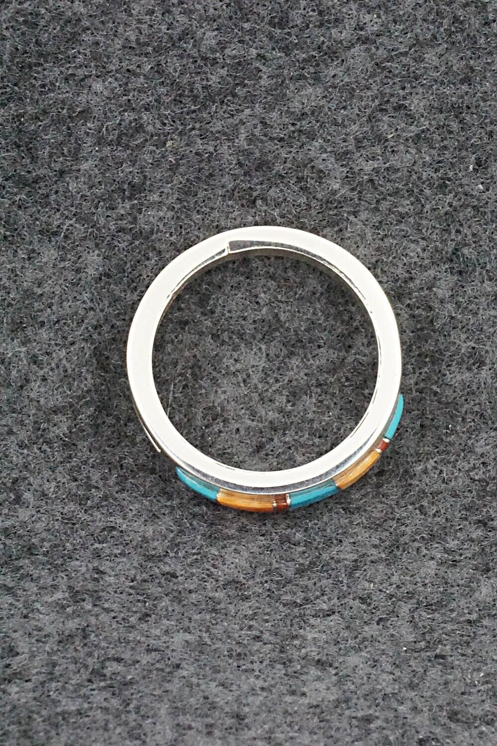 Multi-Stone & Sterling Silver Inlay Ring - Wilbert Muskett Jr. - Size 10.5
